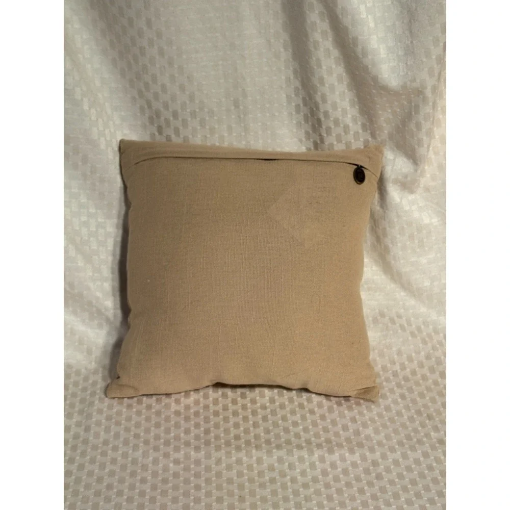 Pier 1 Beaded Bee Throw Pillow 15x15 Beige Gold Black Preloved Excellent